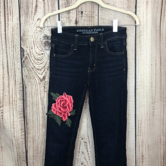 American Eagle Outfitters Denim - American Eagle Rose Embroidered Skinny Jeans 00S